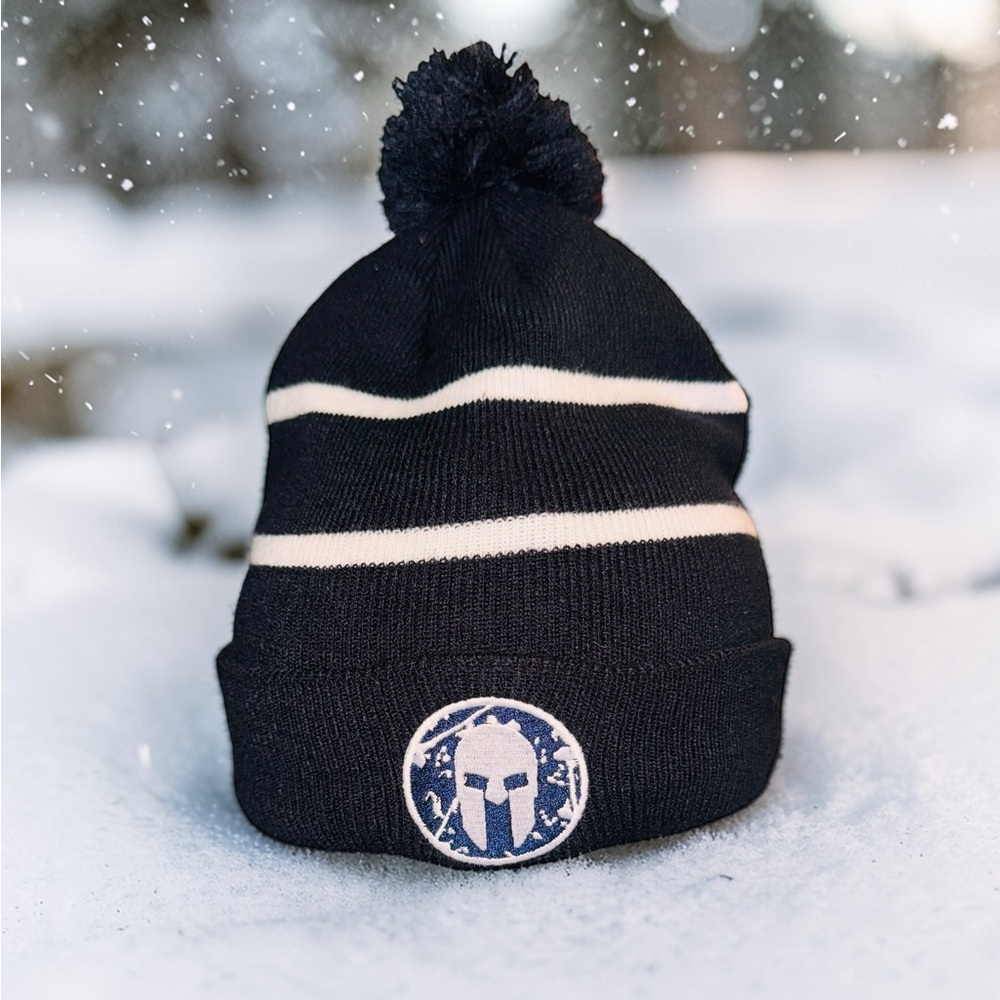 Spartan Blue Line Skull Cap CUFFED Beanie Hat Toboggan